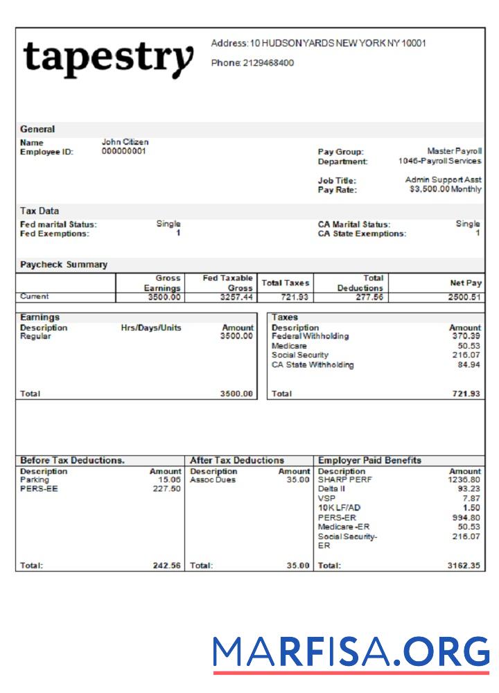 Realistic USA apparel company employee sheet example